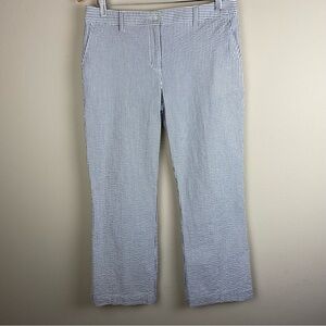 Gray And White Stripe Seersucker Textured Wide Leg Pants Size 12